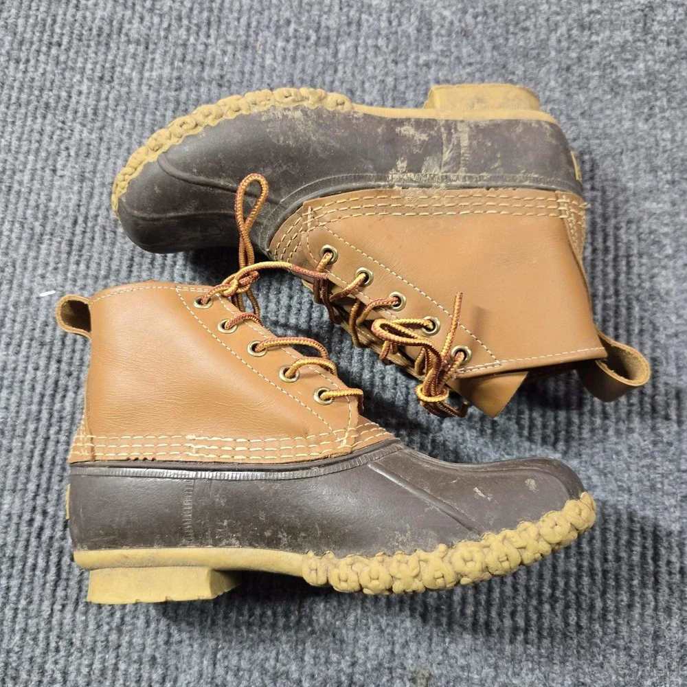 LL‎ Bean Bean Boots Mens Size 6M Brown Leather Rubber Waterproof Duck USA